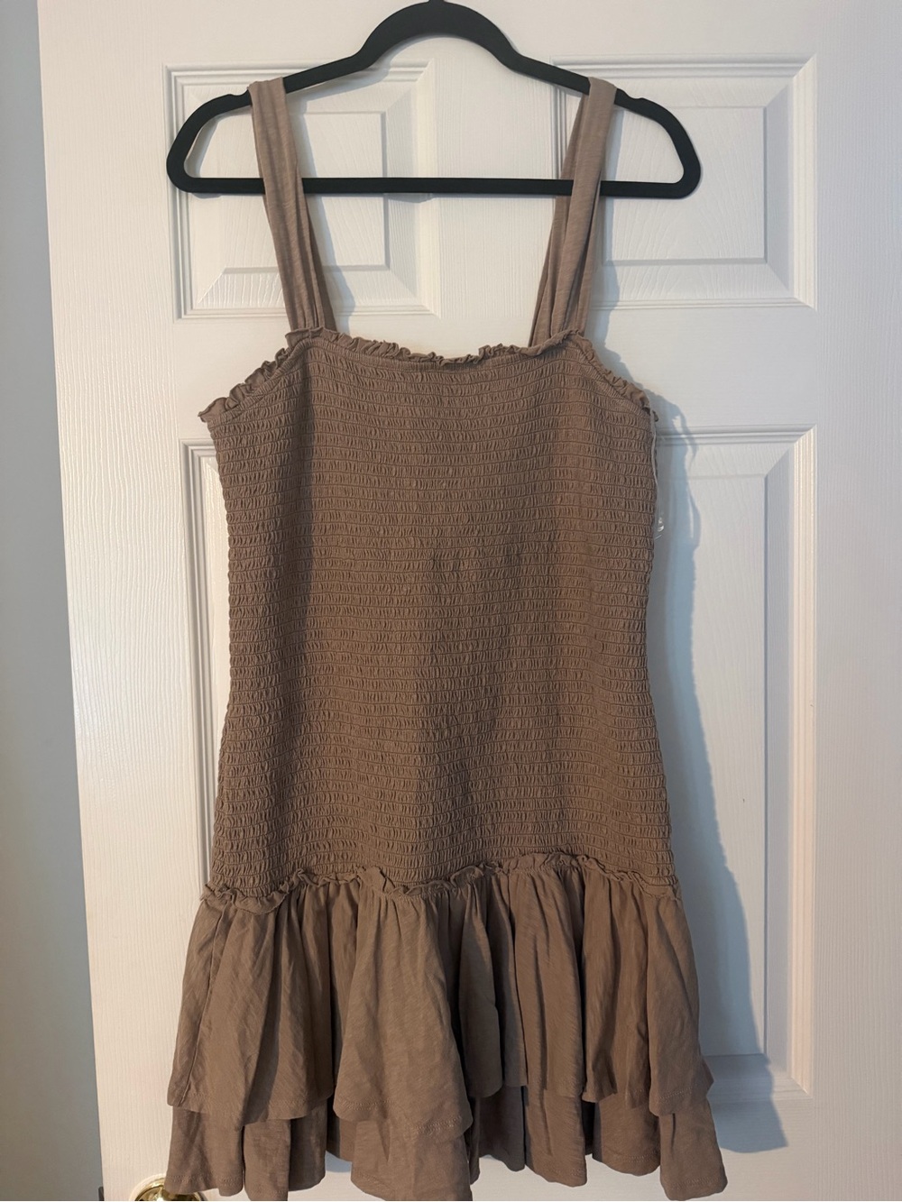 American Eagle Outfitters Taupe Smocked Midi Dress